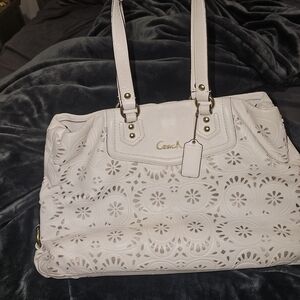 Coach Women's Cream Laser-Cut Leather Tote